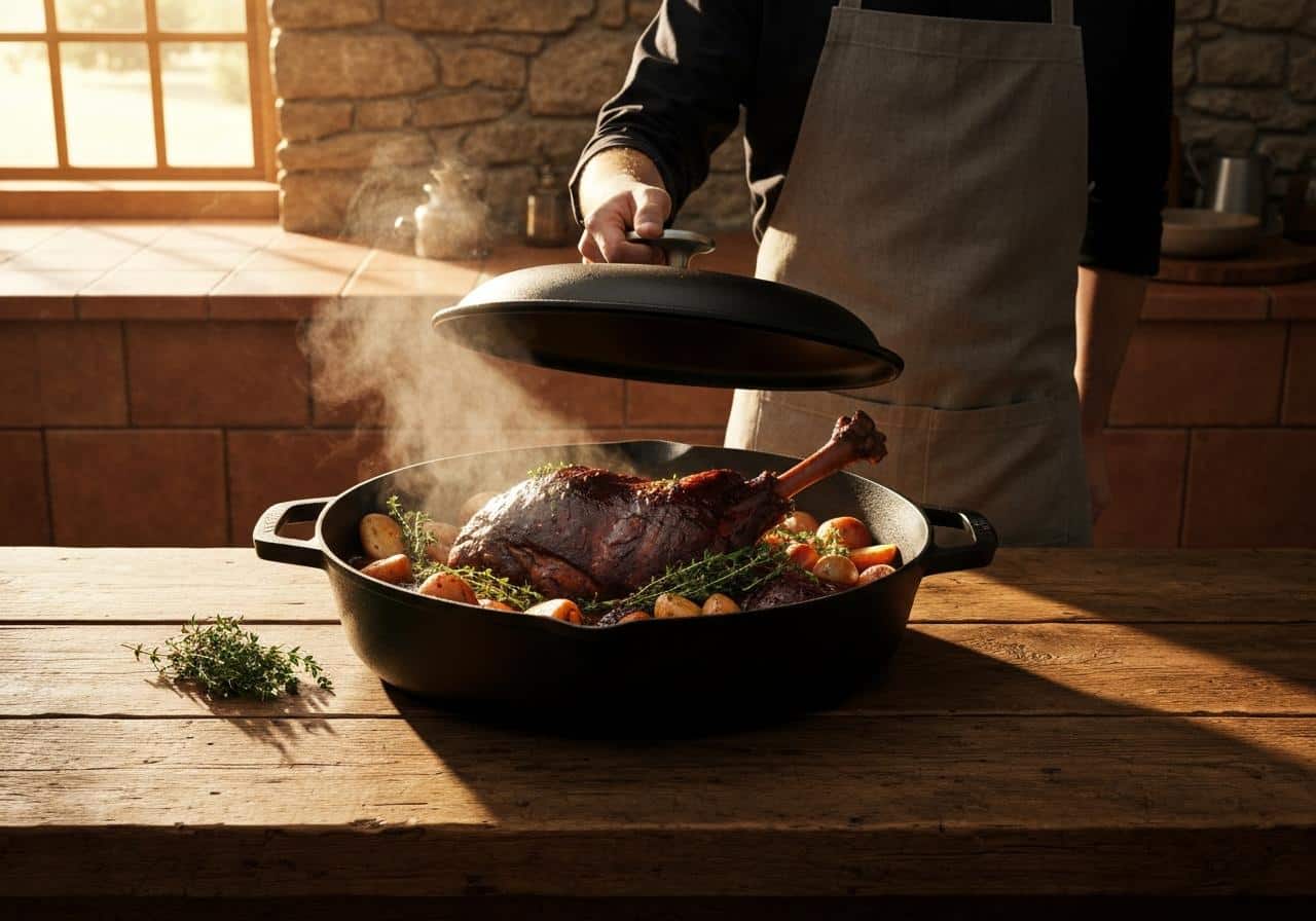 cuissot de chevreuil en cocotte en fonte