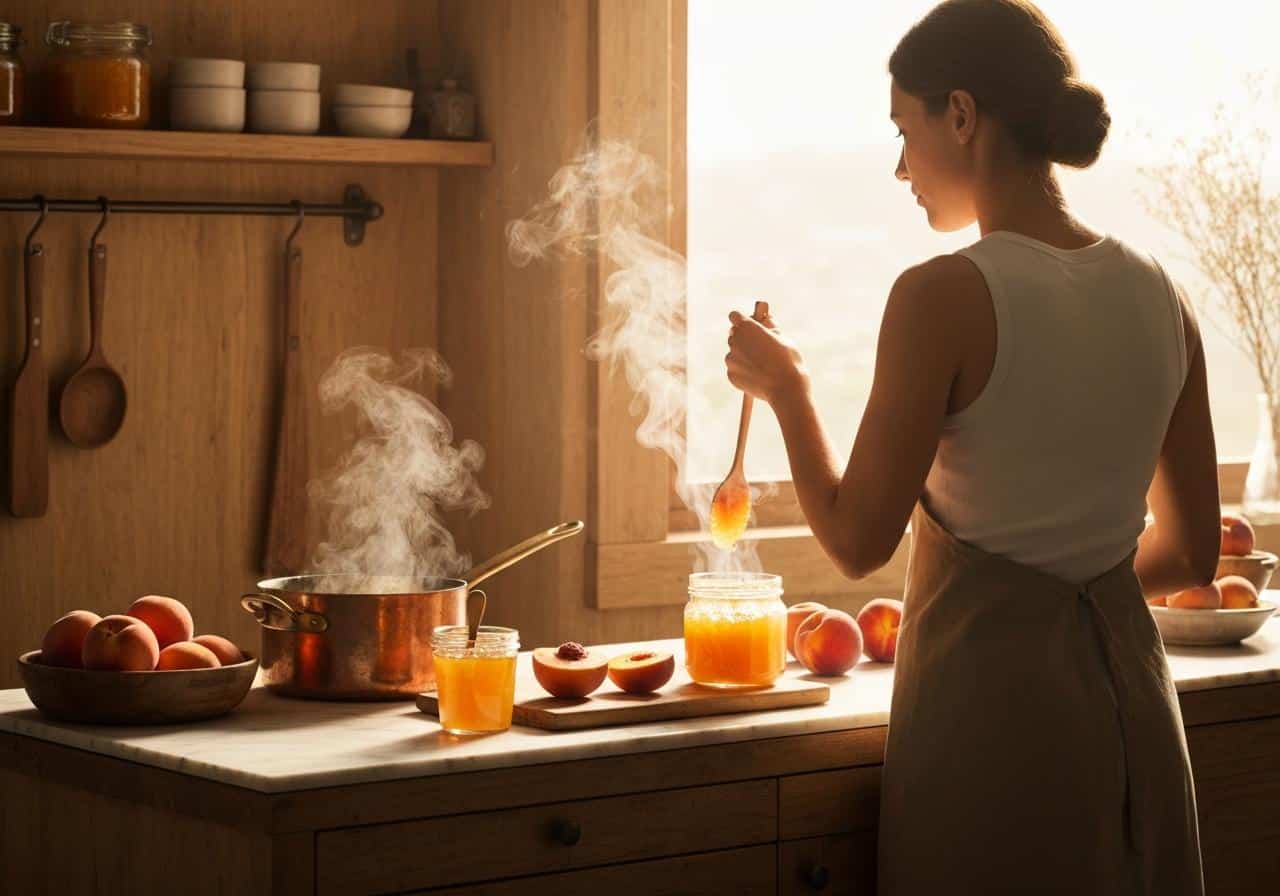 confiture de pêche peu sucrée​