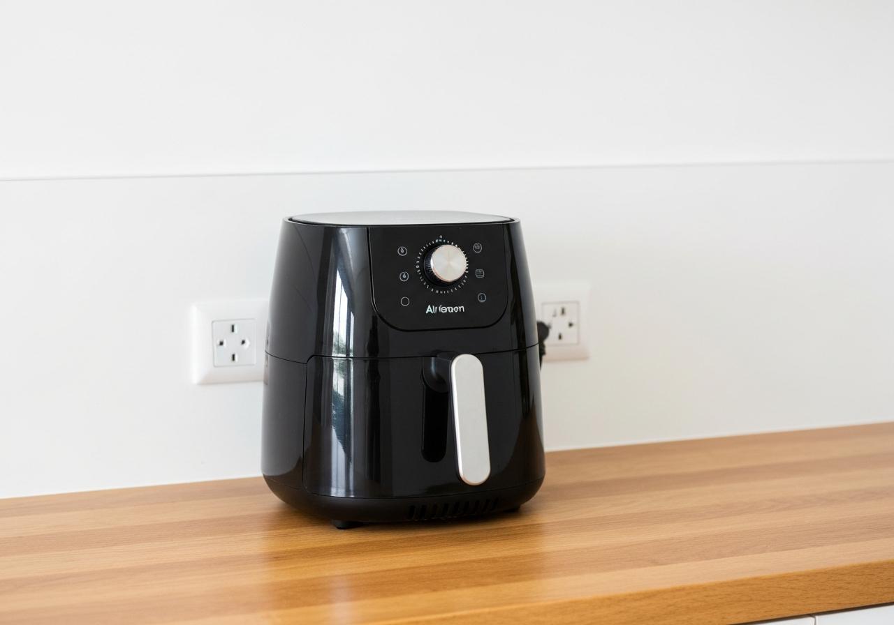 Airfryer posé sur plan de travail cuisine moderne