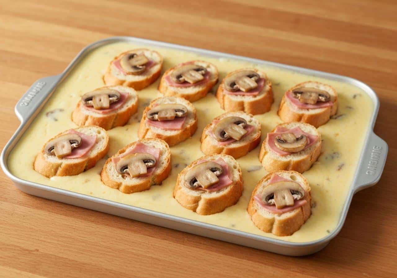 Croque-monsieur géant gratiné dans un plat à four