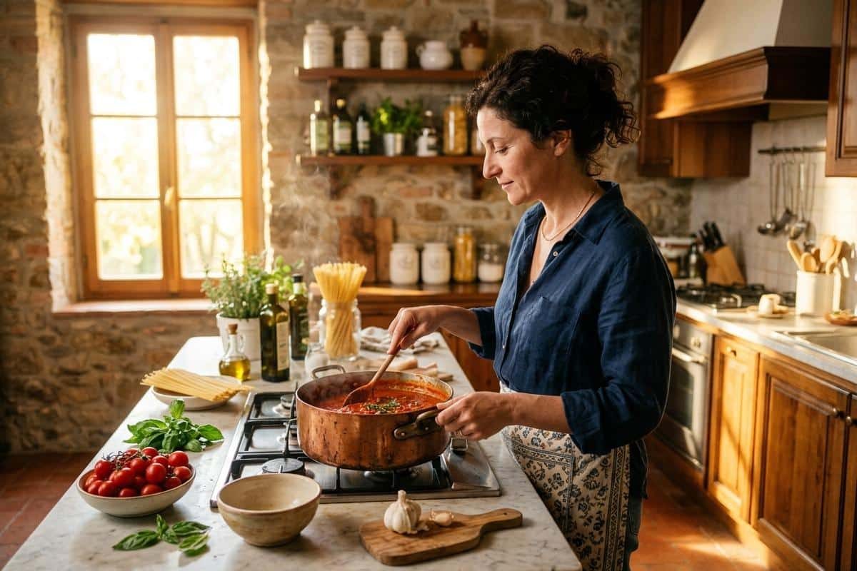 Quelle est la recette de la pate à la tomate italienne ?