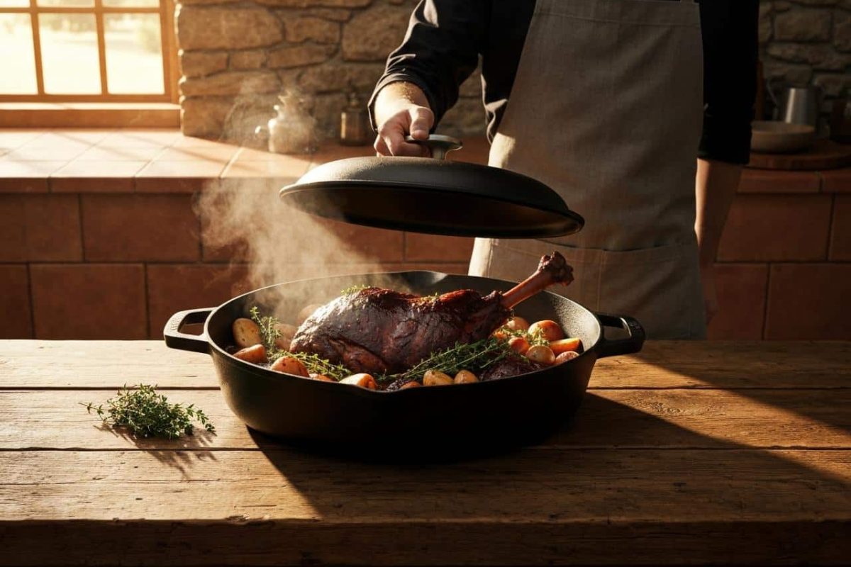 cuissot de chevreuil en cocotte en fonte