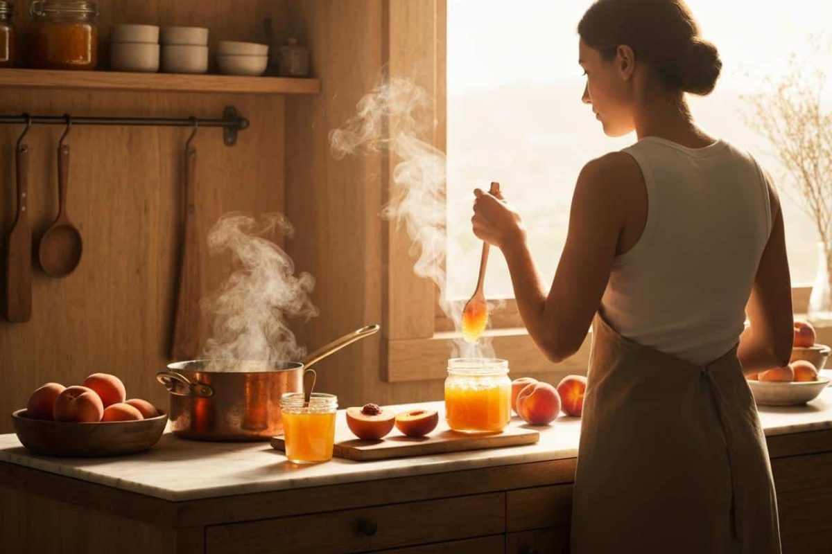 confiture de pêche peu sucrée​
